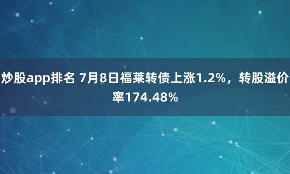 炒股app排名 7月8日福莱转债上涨1.2%，转股溢价率174.48%